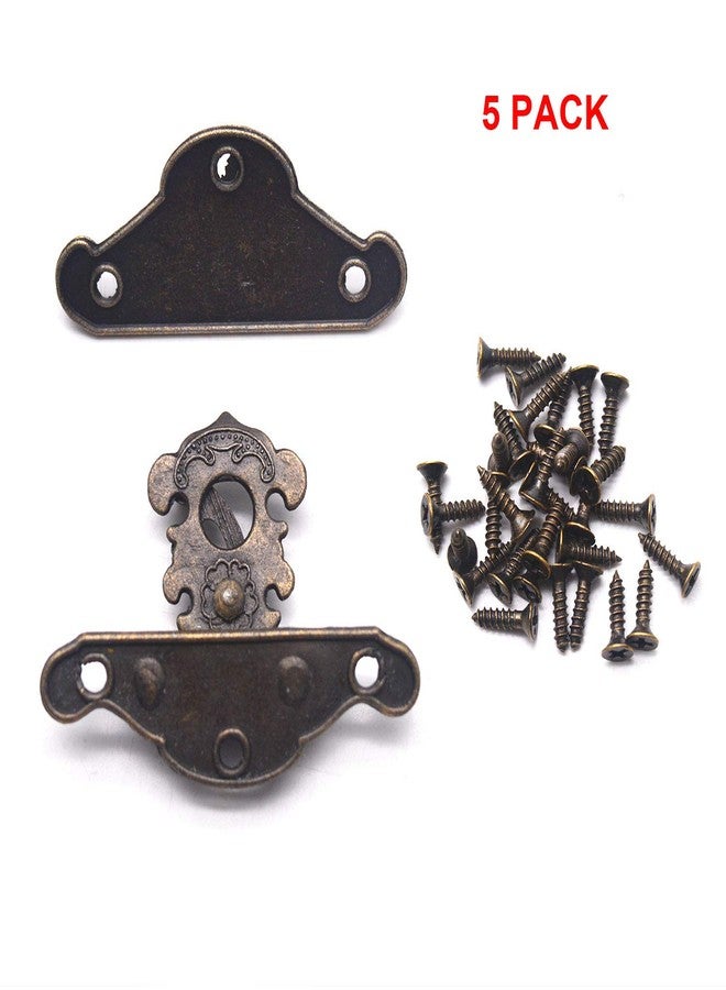 Karcy Decorative Hasp Antique Chinese Style Lock Buckle Wooden Jewelry Box with Screws Bronze 38x30mm/1.5"x1.2" Zinc Alloy Set of 5 Small - Image 2